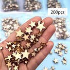 100-300Pcs Wooden Stars Slices Mixed Size Wooden Star Blank Wooden Crafts Pieces Christmas Wedding DIY Scrapbook Party Crafts