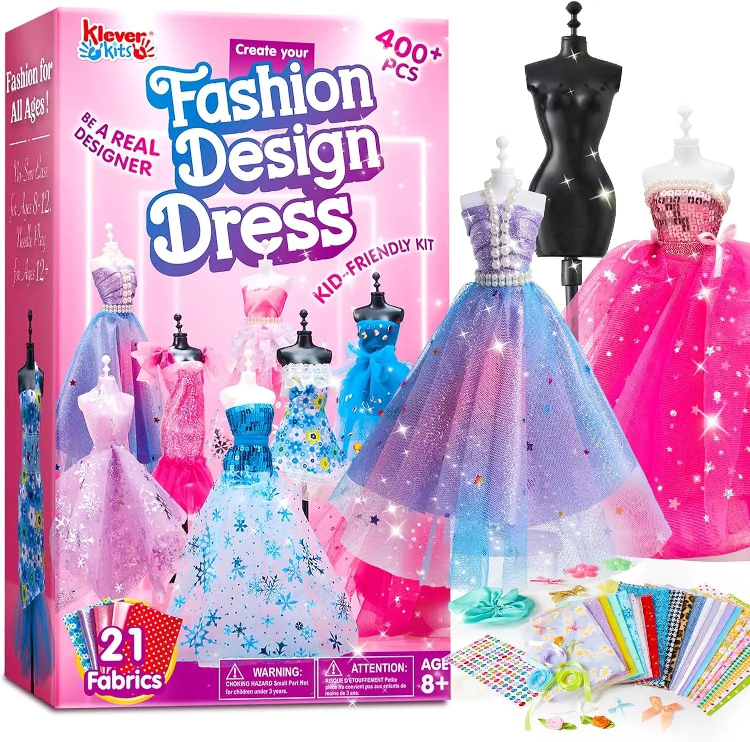 400+PCS Fashion Design Sewing Crafts Kit with 3 Mannequins