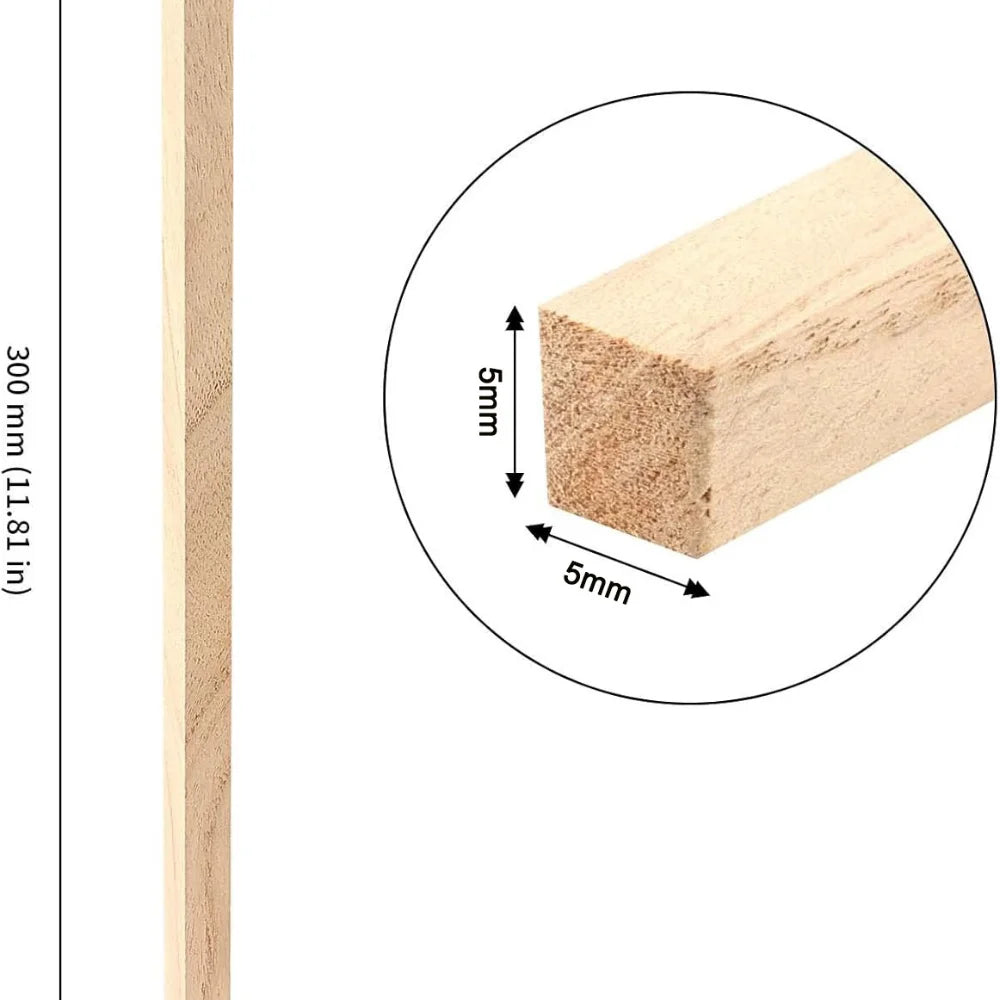 20-50pcs 2/3/5mm Balsa Wood Craft Sticks