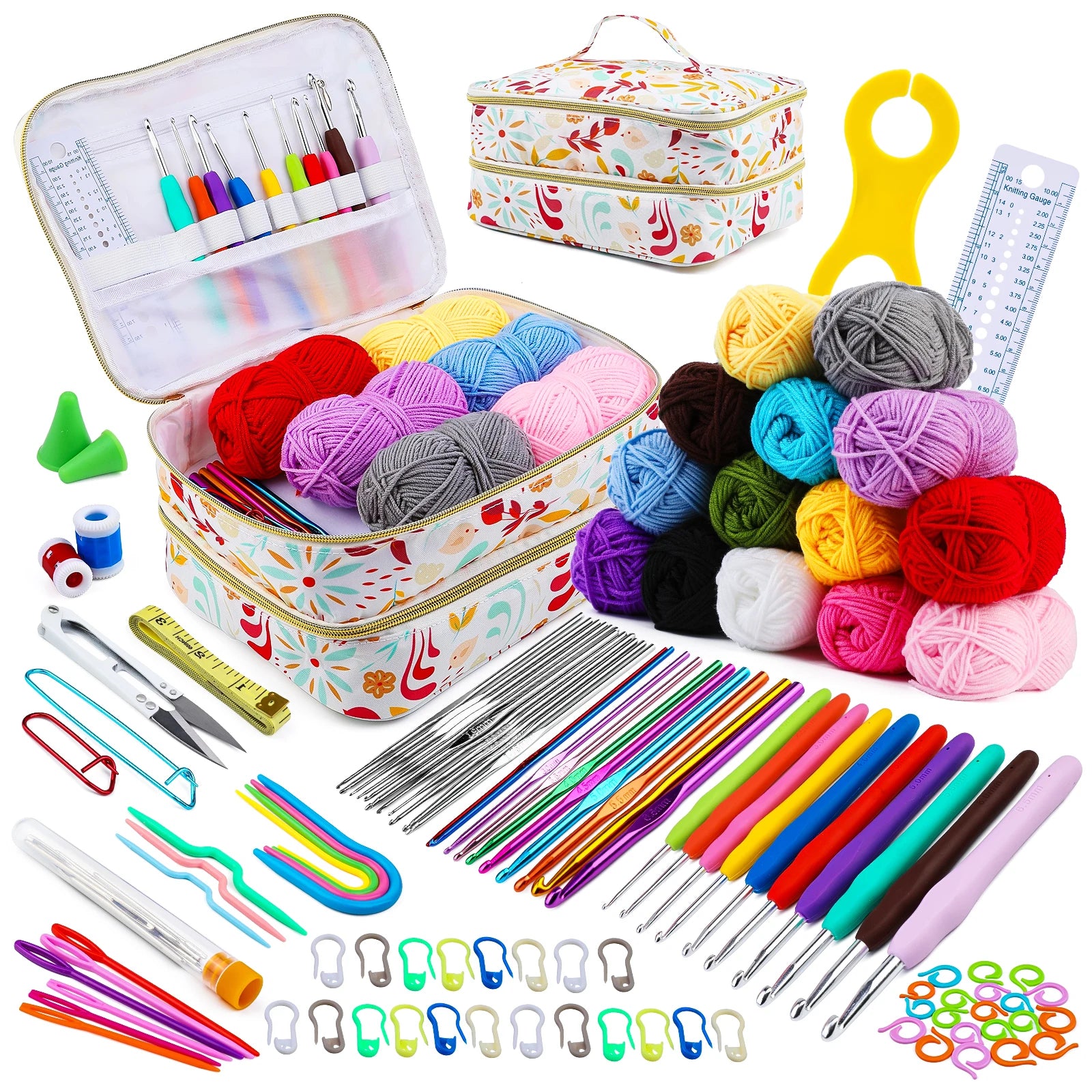 Crochet Knitting Set with Yarn and Hooks
