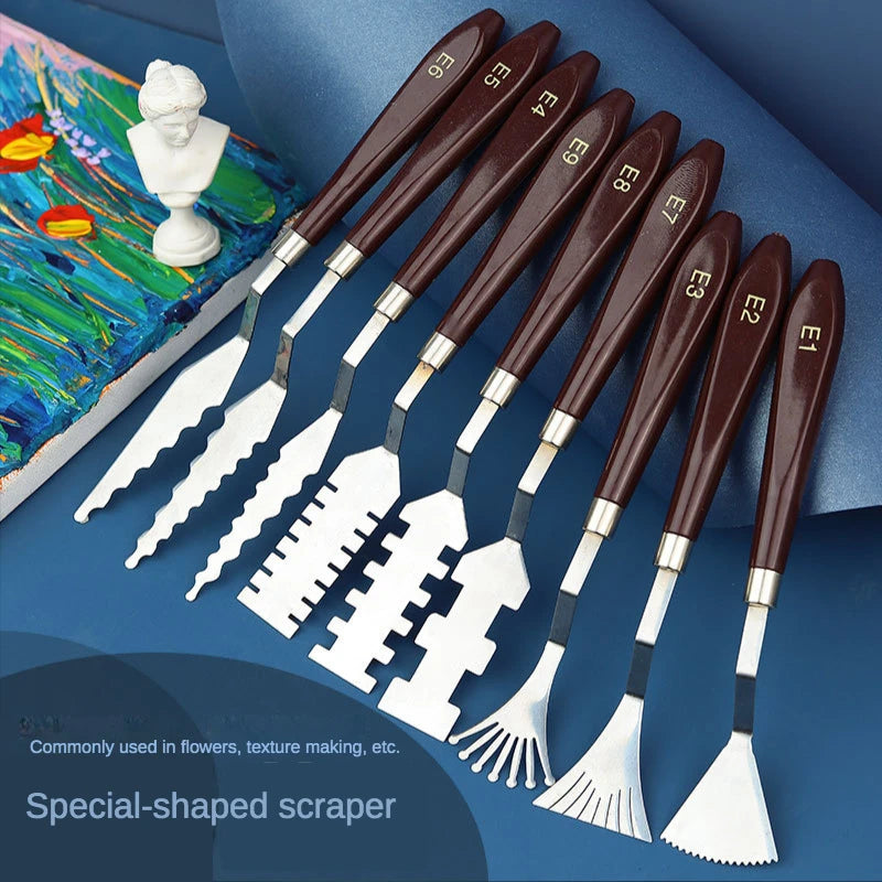 9 Pcs Flower Art Scraper Texture Palette Knife