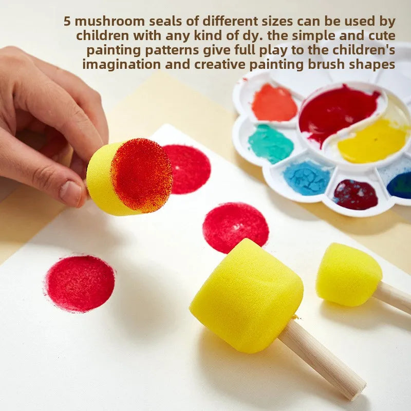 10 Pcs Set Wooden Handle Sponge Brush