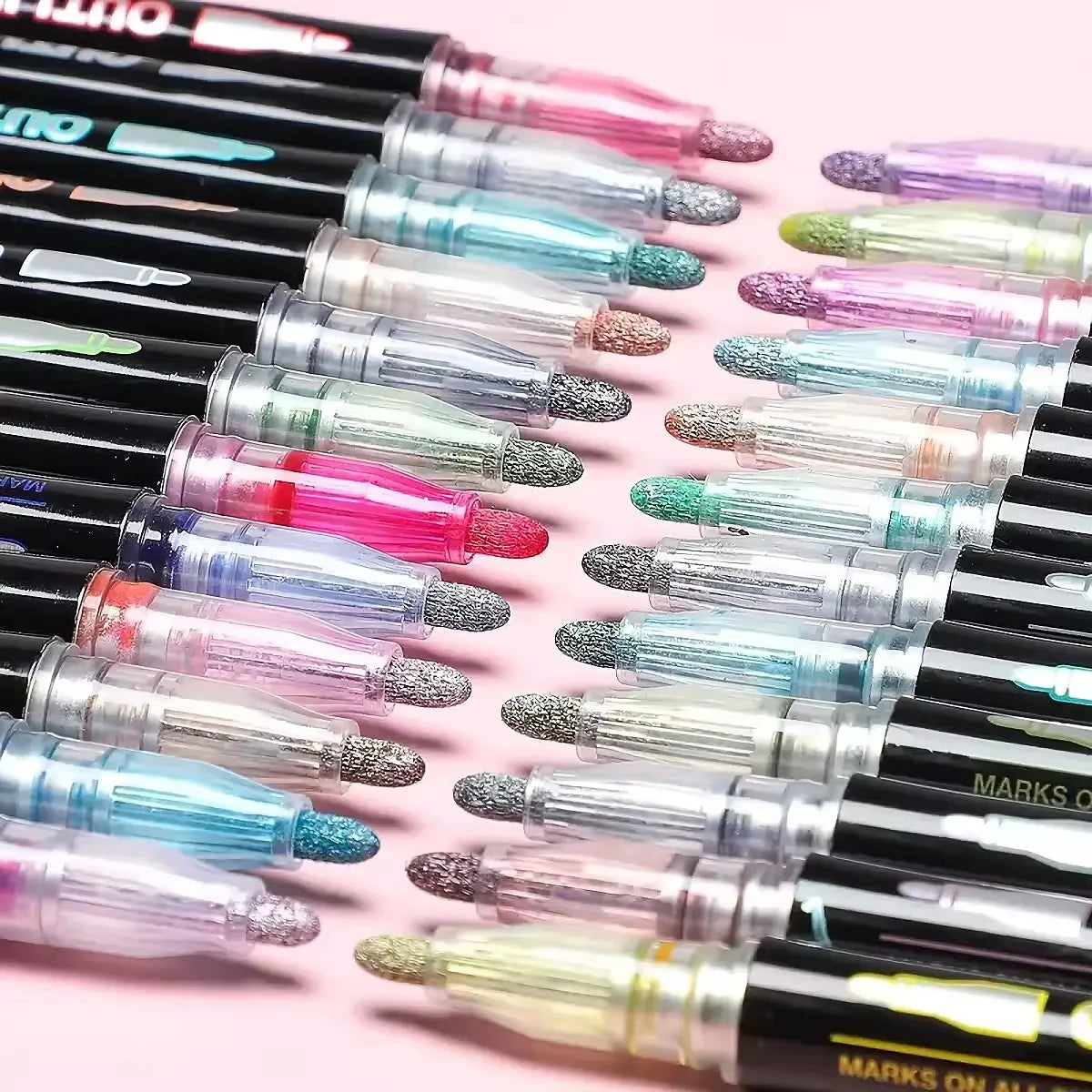 12 Colors Double Line Marker Pens Set