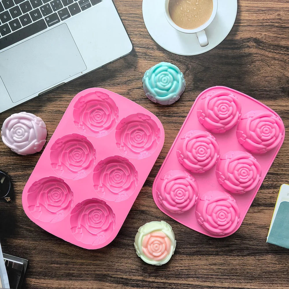 6 Holes Rose Flower Handmade Silicone Mold