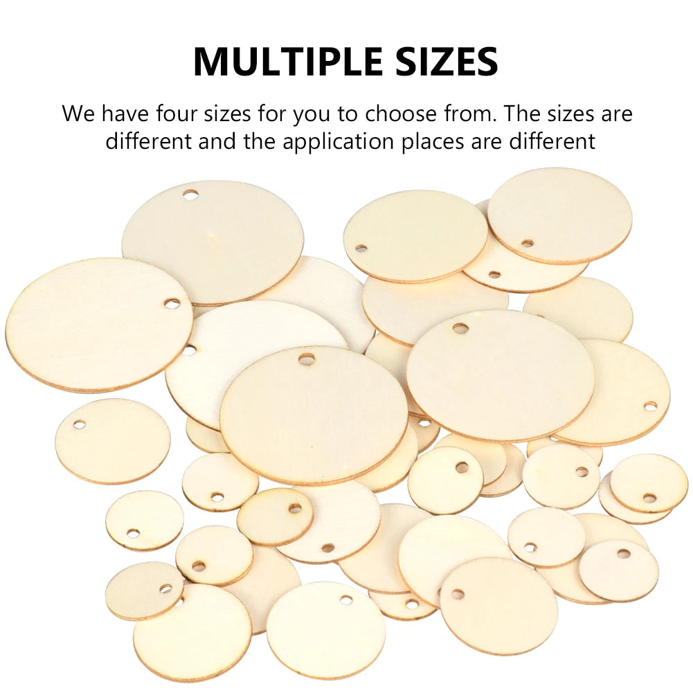 20/30/40/50mm Unfinished Round Wood Discs With Hole