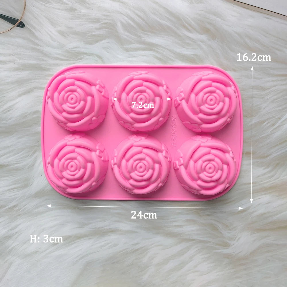 6 Holes Rose Flower Handmade Silicone Mold
