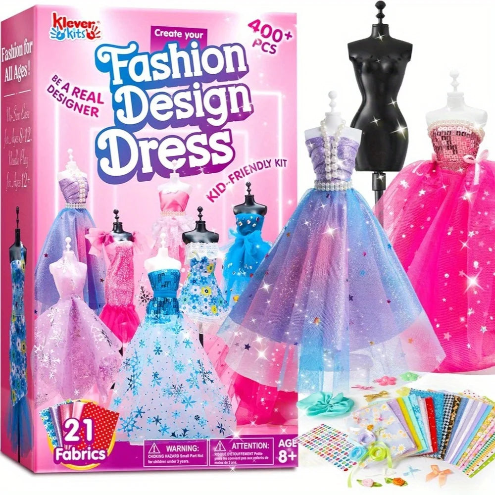 400+PCS Fashion Design Sewing Crafts Kit with 3 Mannequins