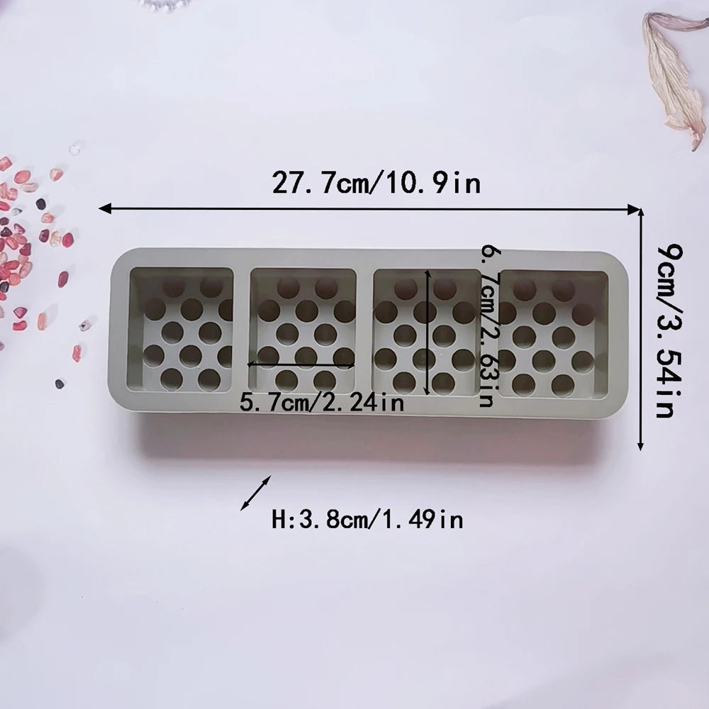 4 Holes Massage Square Silicone Soap Mold