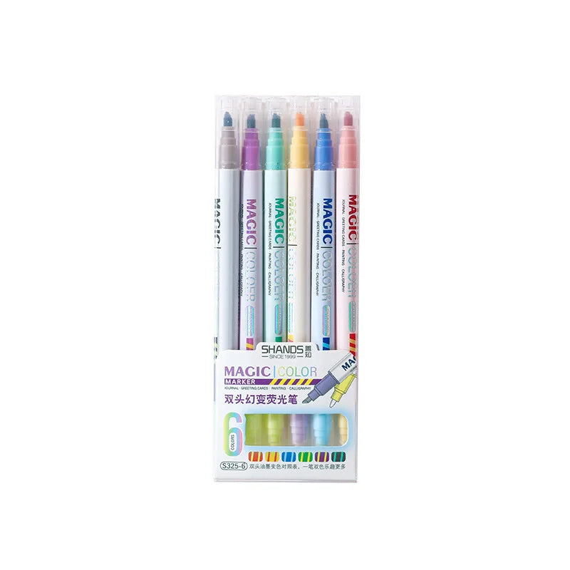 12pcs Double-ended Magic Color Changing Highlighter Pen Set