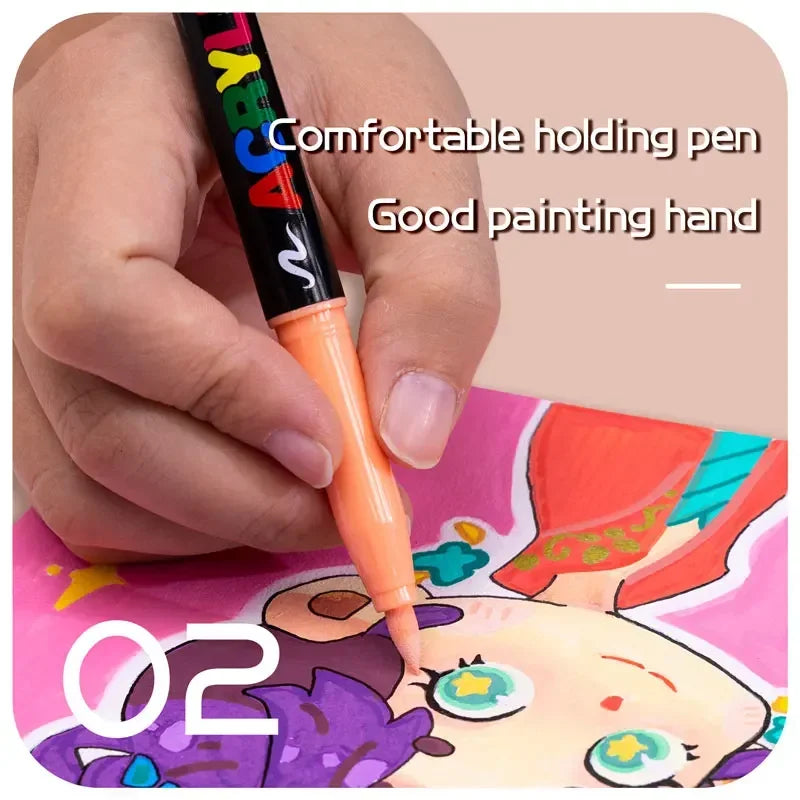 12-24 Skin Color Acrylic Markers Soft Tip