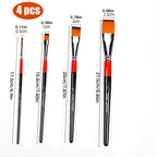 4/8pcs Flat Art Nylon Paint Brushes