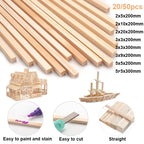 20-50pcs 2/3/5mm Balsa Wood Craft Sticks