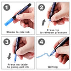 12 Colors Double Line Marker Pens Set