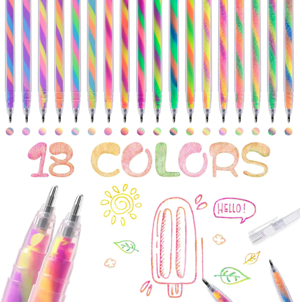 6/18Pcs Rainbow Gel Pens Color Changing
