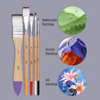 Beginner Brush Set - 9pcs Nylon Hair for Canvas Watercolor Acrylic Oil Painting, Artist Painting Tools