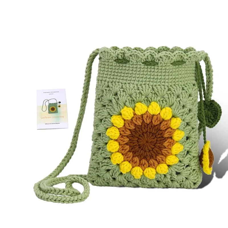 Crochet Bohemian Style Sunflower Woven Bag Kit