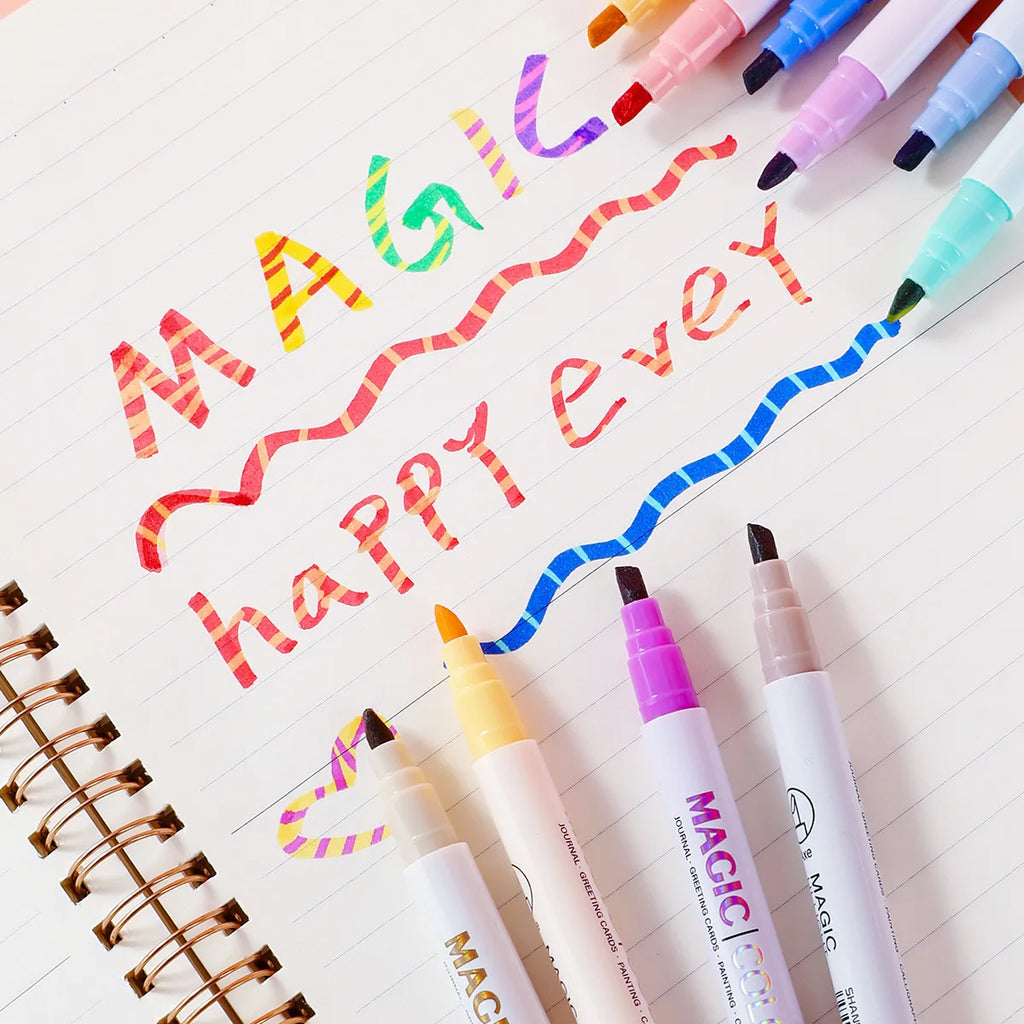 12pcs Double-ended Magic Color Changing Highlighter Pen Set