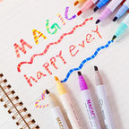 12pcs Double-ended Magic Color Changing Highlighter Pen Set