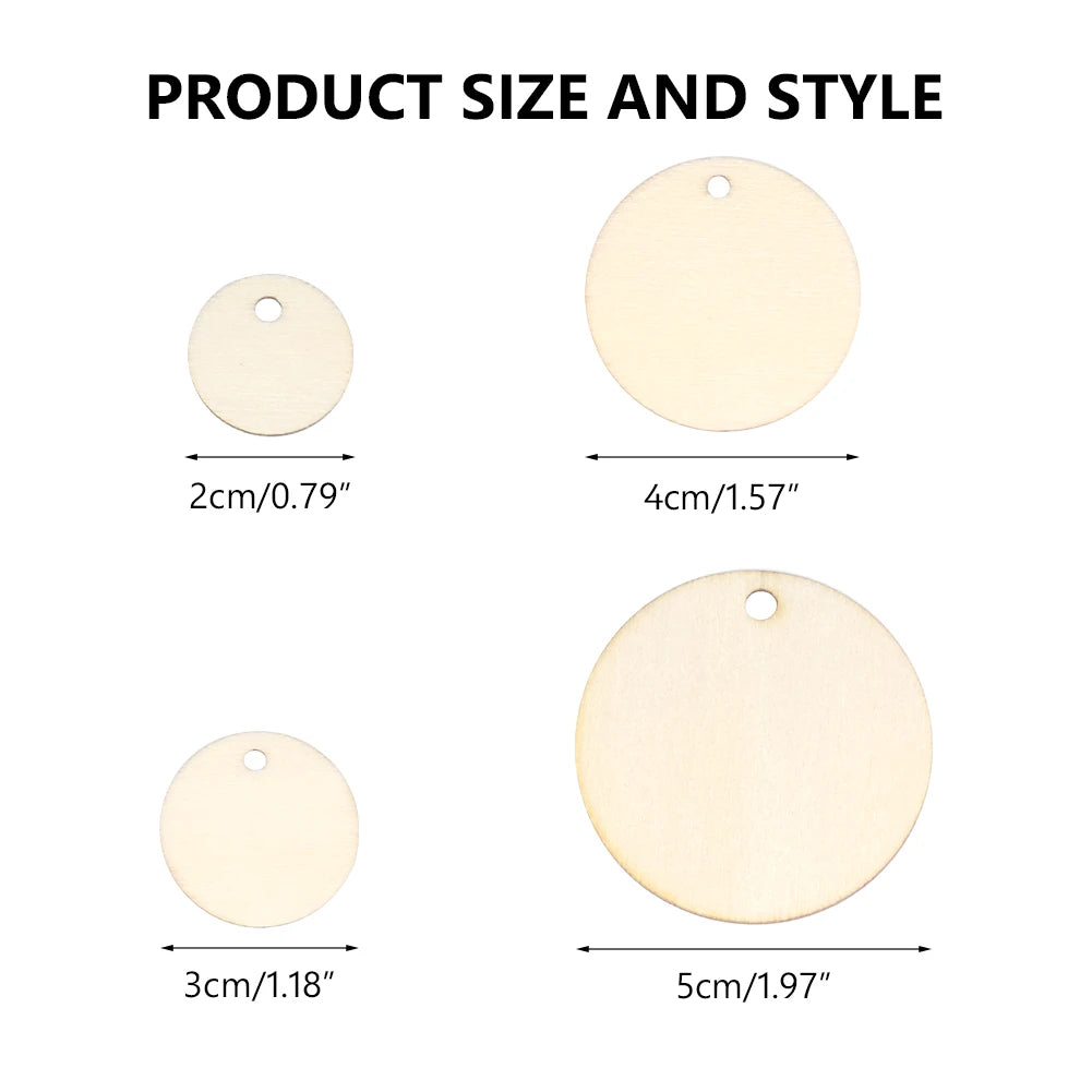 20/30/40/50mm Unfinished Round Wood Discs With Hole