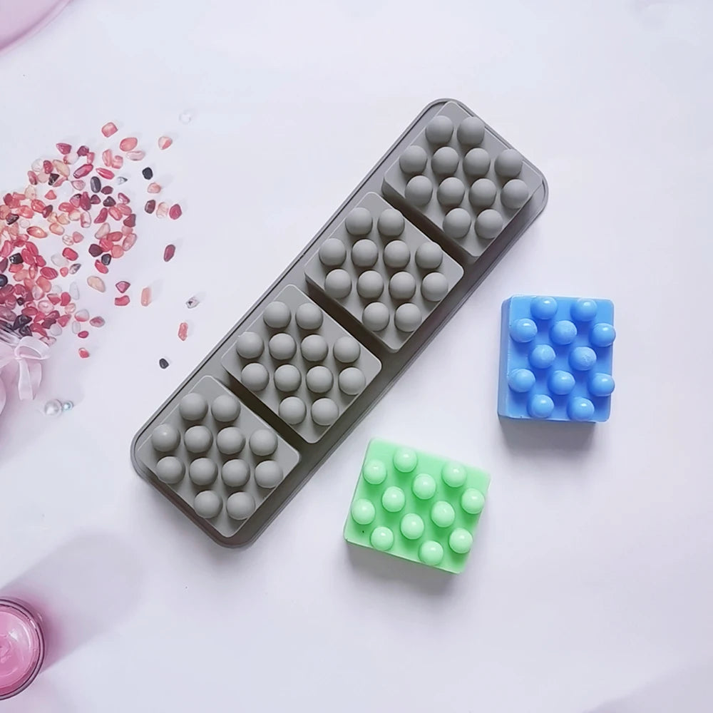 4 Holes Massage Square Silicone Soap Mold