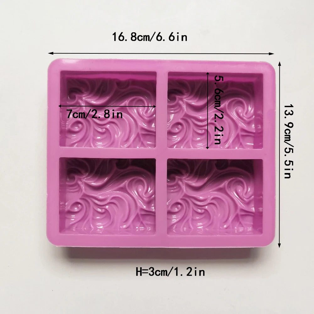 4-Chamber 3D Handmade Flower Pattern Silicone Mold