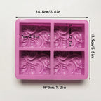 4-Chamber 3D Handmade Flower Pattern Silicone Mold