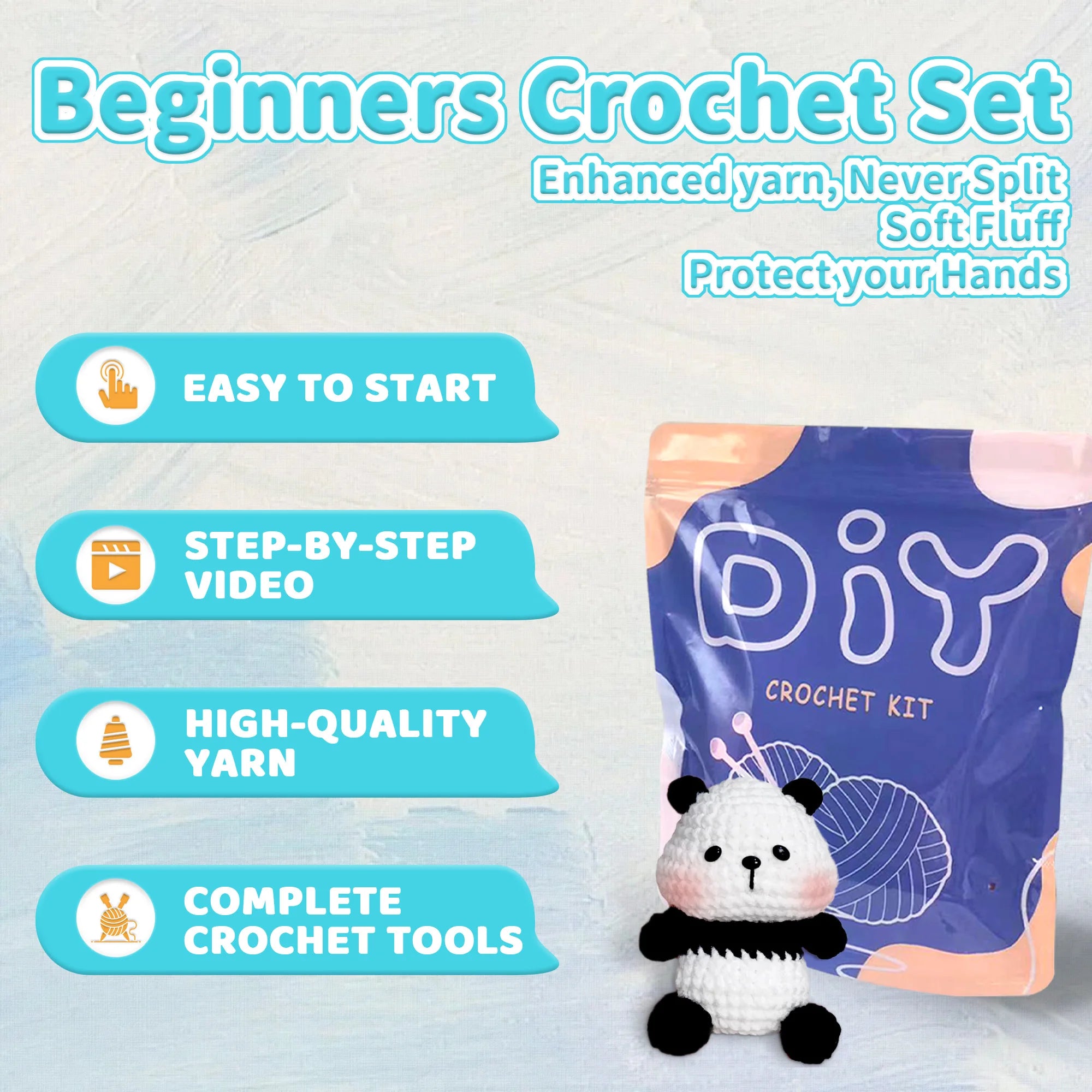 1pc Panda Handmade Crochet Kit