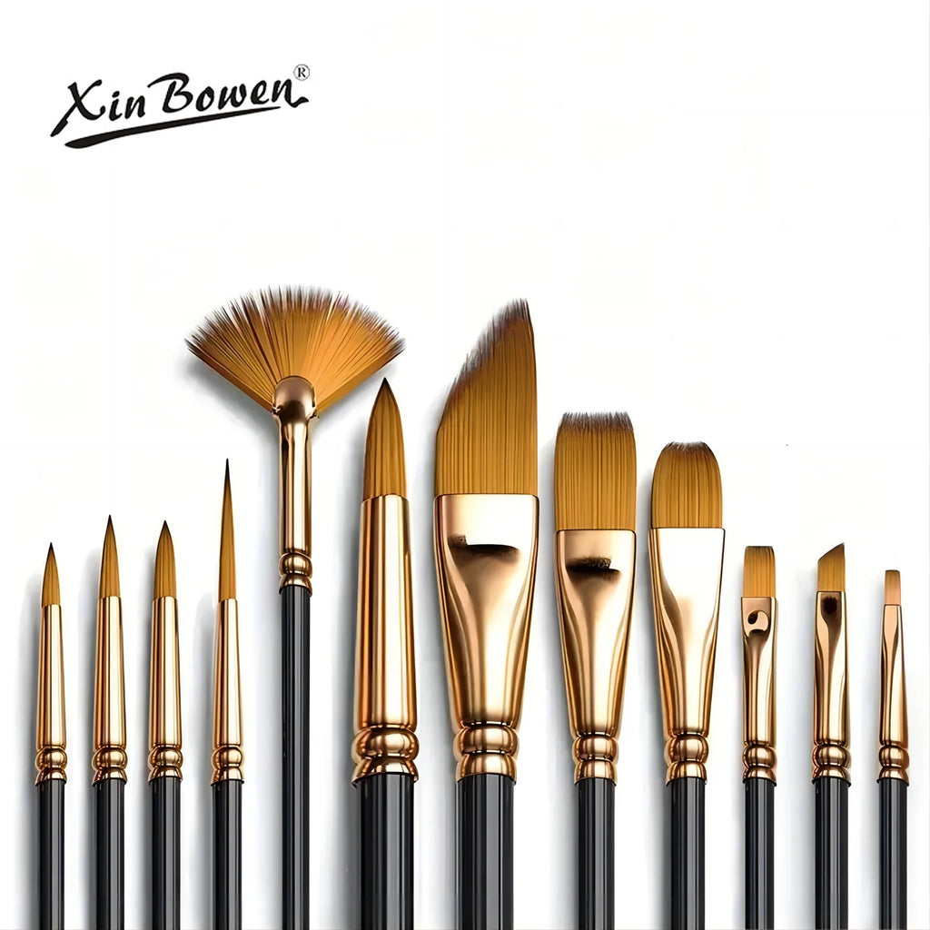 12 PCS Nylon Bristle Brushes Set for Artists