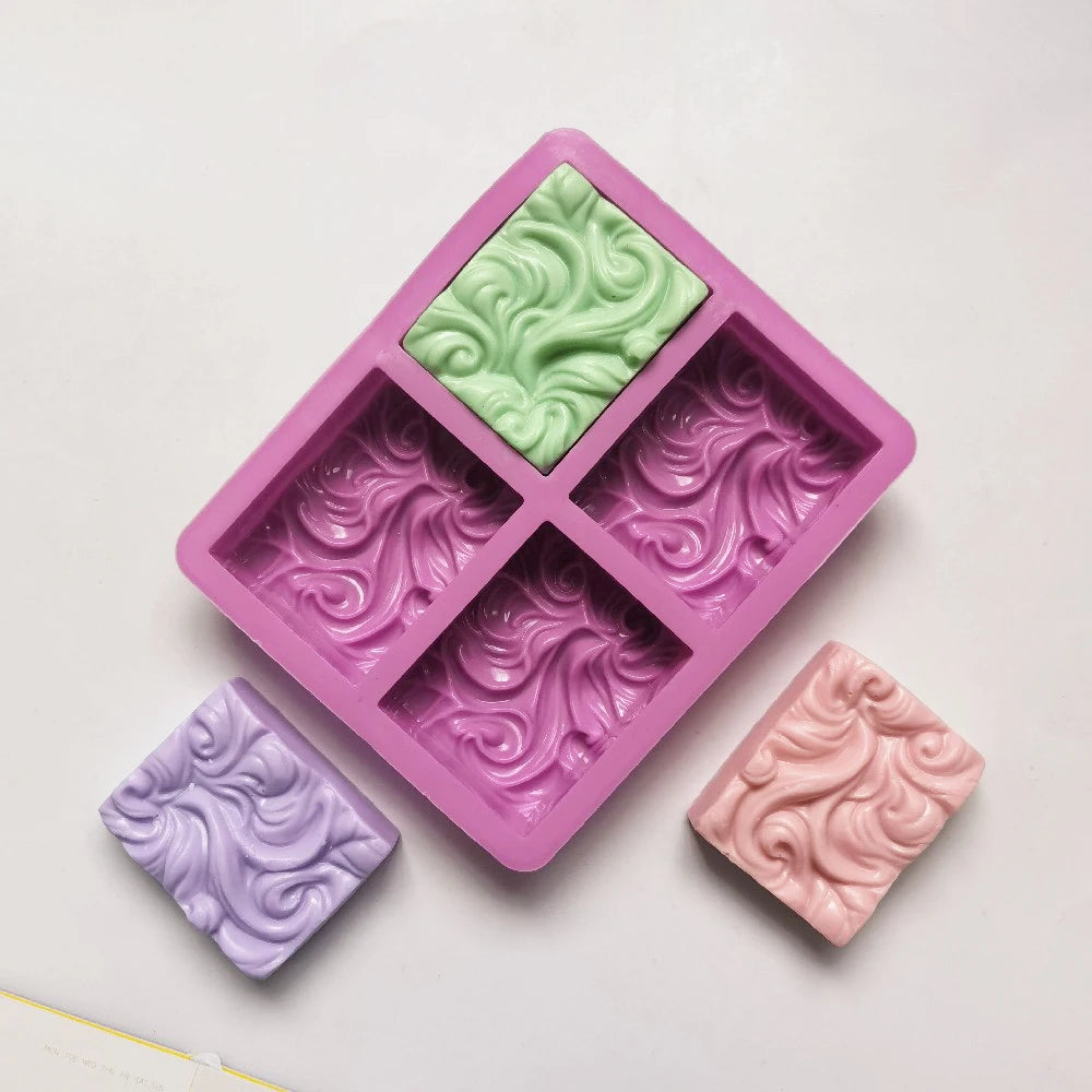 4-Chamber 3D Handmade Flower Pattern Silicone Mold