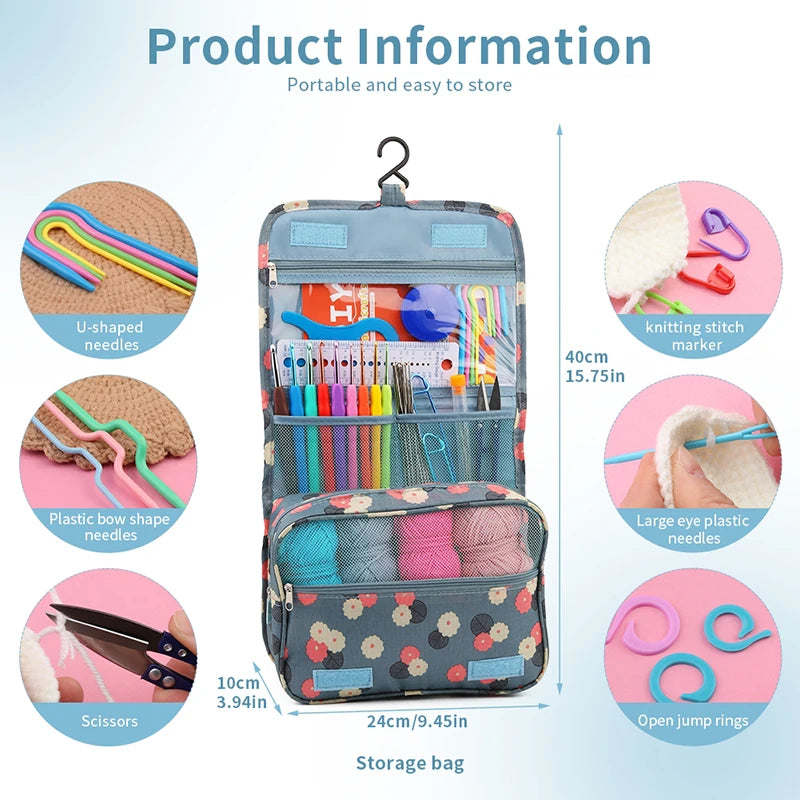 Knitting Crochet Hook Set with Bag