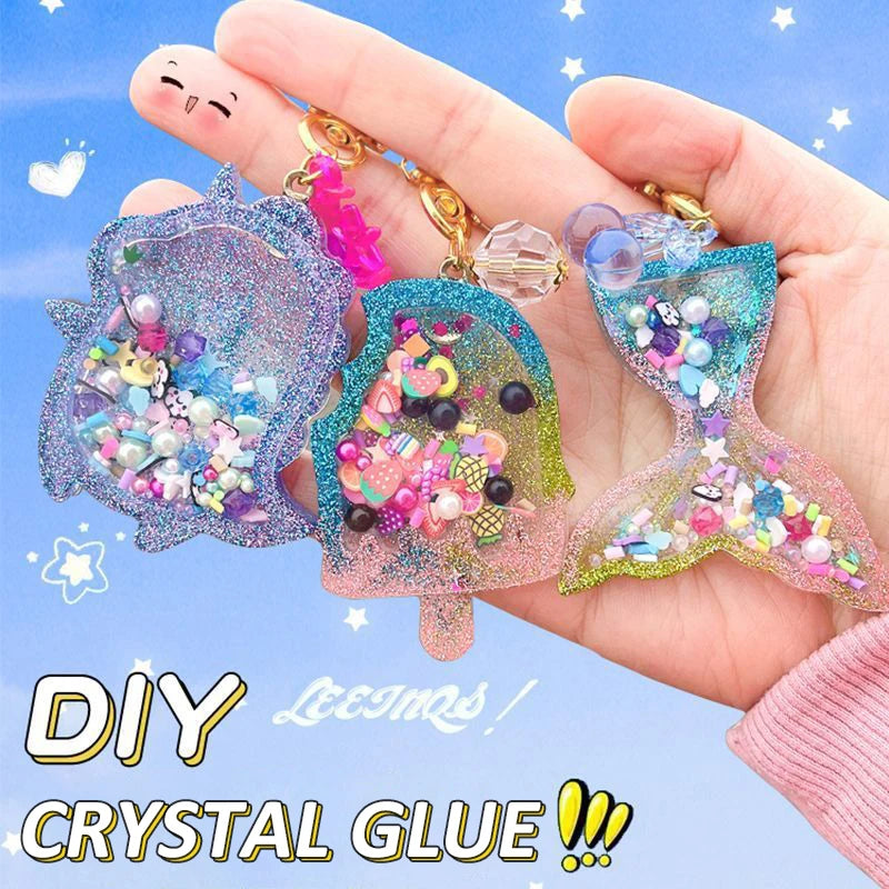 Kids DIY Crystal Glue Key Chain Art