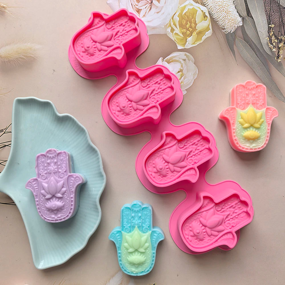 1pc 4-chamber palm silicone mold