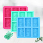 6-Cavity Silicone Soap Molds with Mixed Lace Patterns Perfect for DIY Rectangle Soap Making and Home Decor Crafts