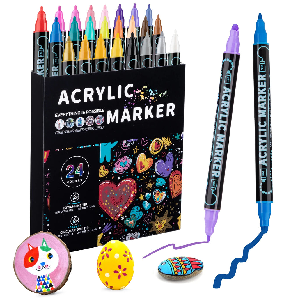 12/24/36/48 Colors Dual Tip Acrylic Paint Pens