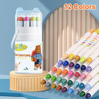 12/24/36/48 Color Silky Twistable Crayons,Washable Art Supplies, Multicultural Pastel Gel Crayons,Easy Grip Coloring Gift