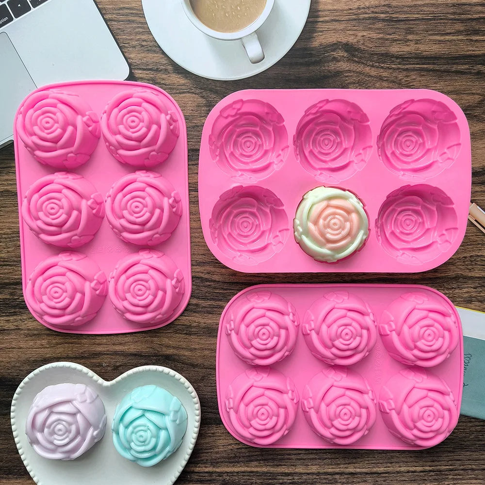 6 Holes Rose Flower Handmade Silicone Mold