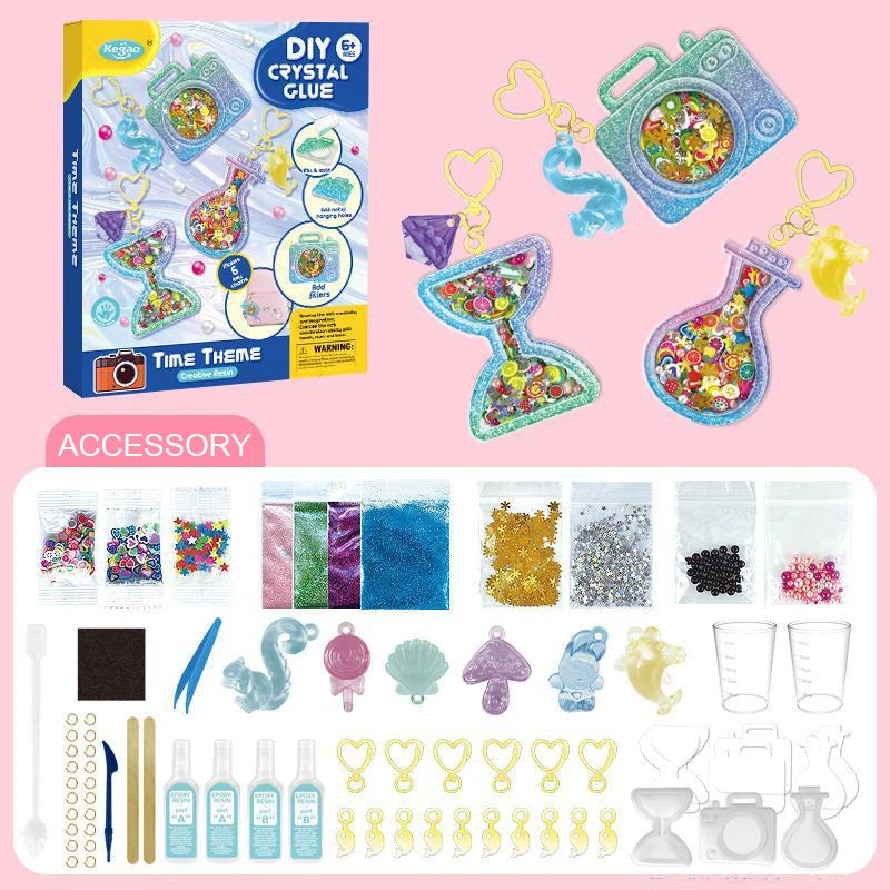 Kids DIY Crystal Glue Key Chain Art