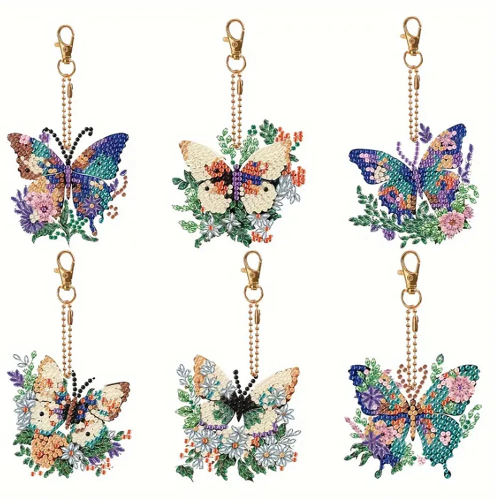 6pcs/Set Diamond Art Keychain Kit