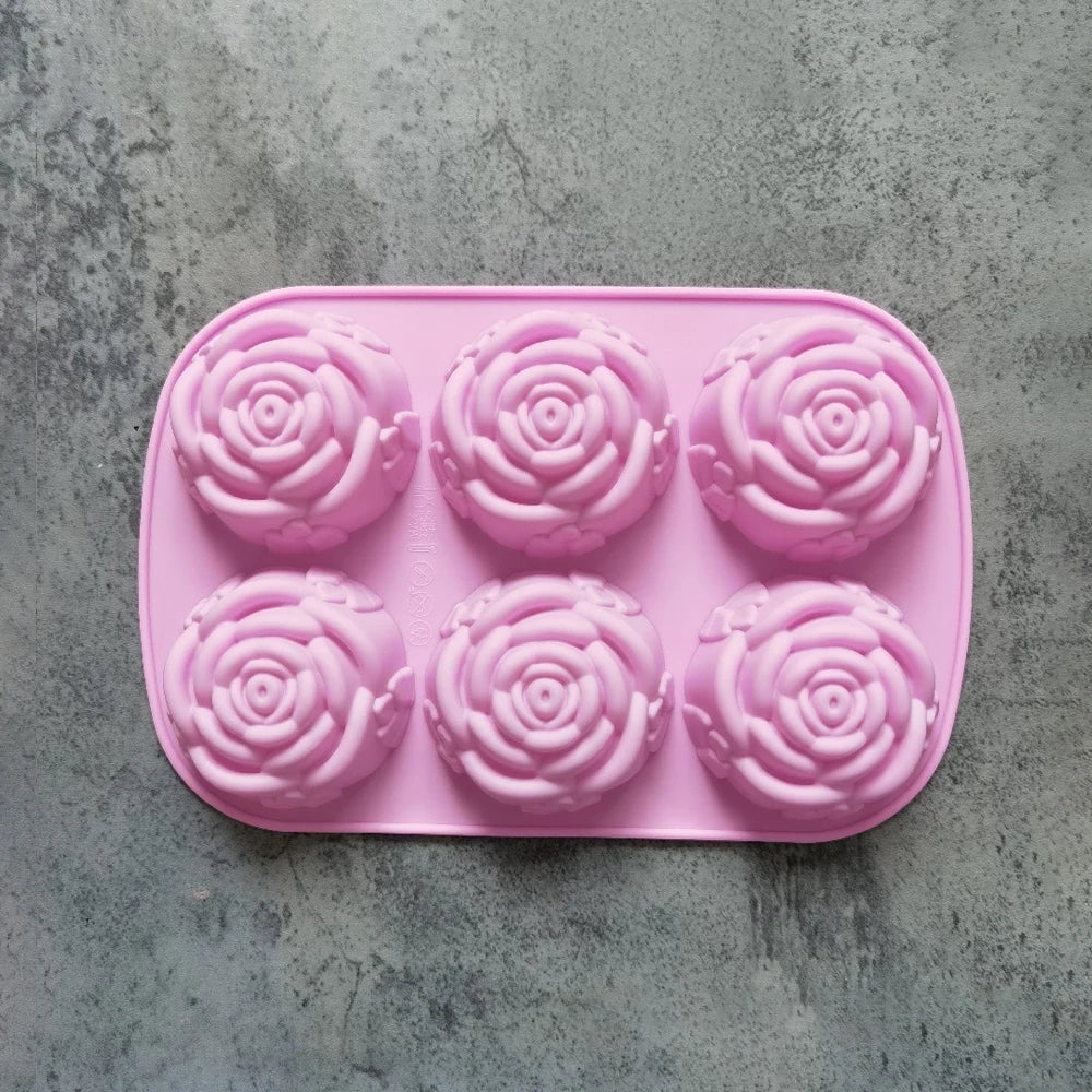 6 Holes Rose Flower Handmade Silicone Mold
