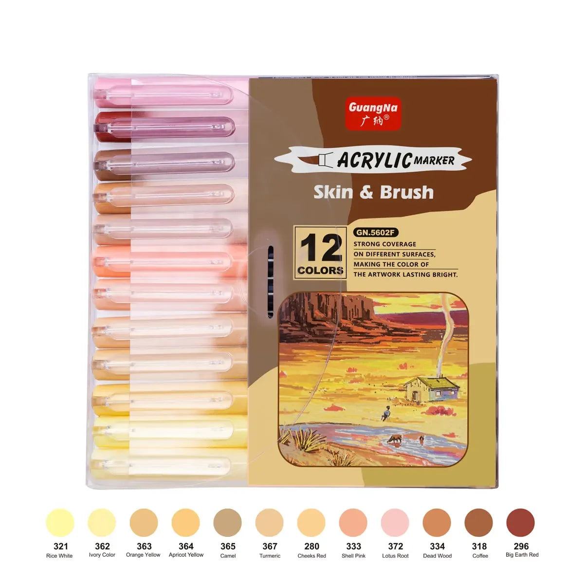 12-24 Skin Color Acrylic Markers Soft Tip