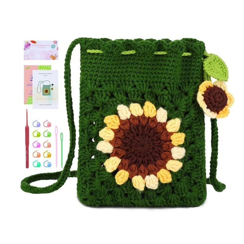 Crochet Bohemian Style Sunflower Woven Bag Kit