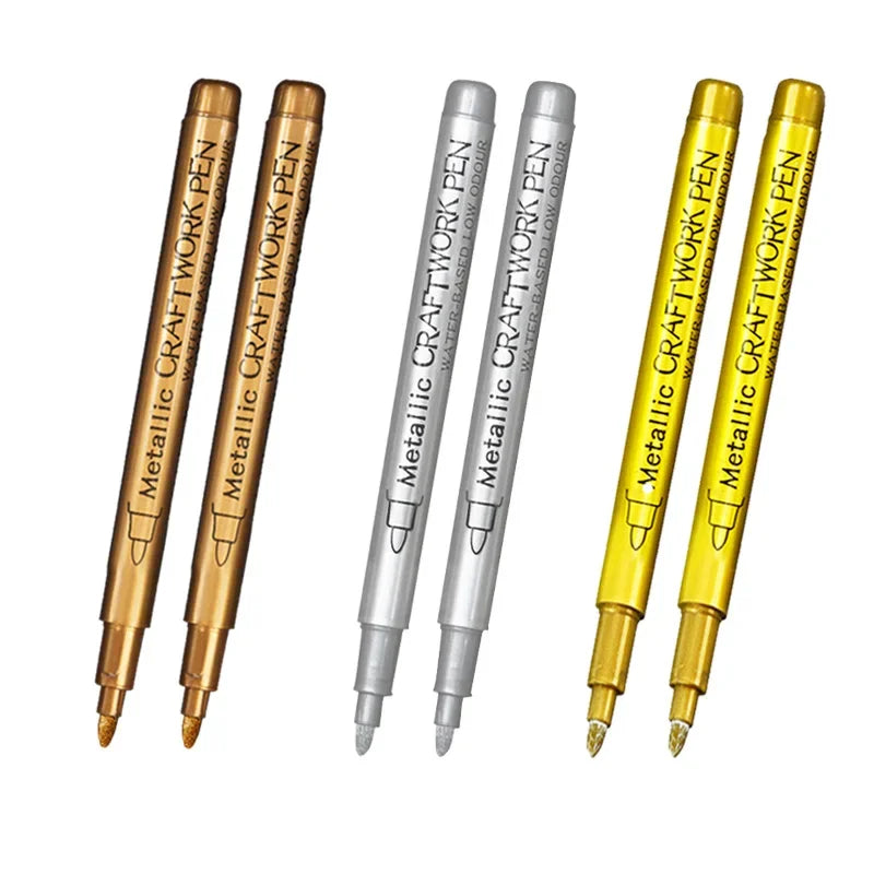 6Pcs Brush Metallic Paint Marker Pens