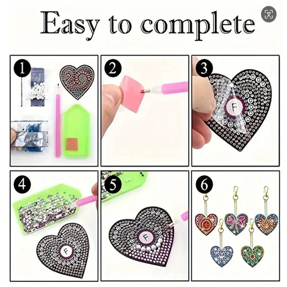 6pcs/Set Diamond Art Keychain Kit