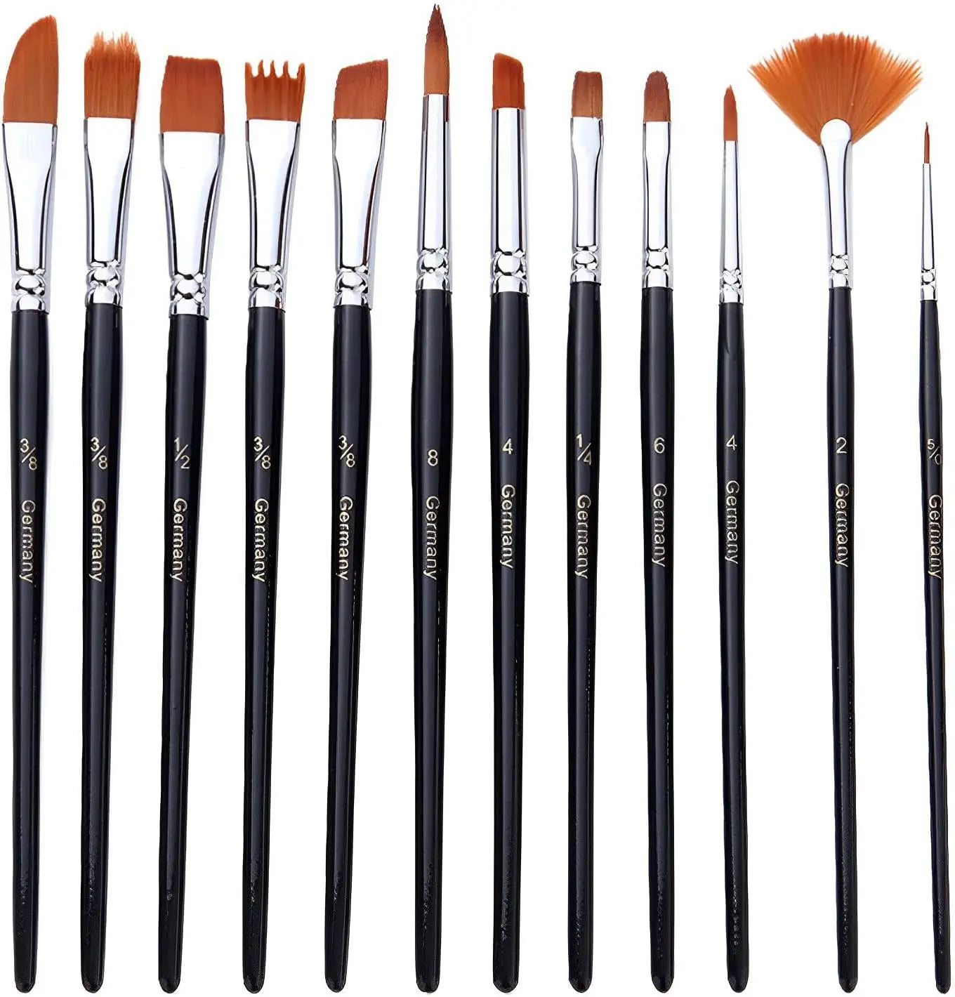 18 Pcs Professional Watercolor Paint Brushes for Artists Different Sizes with Flat Round Pointed Soft Nylon Hair Brushes