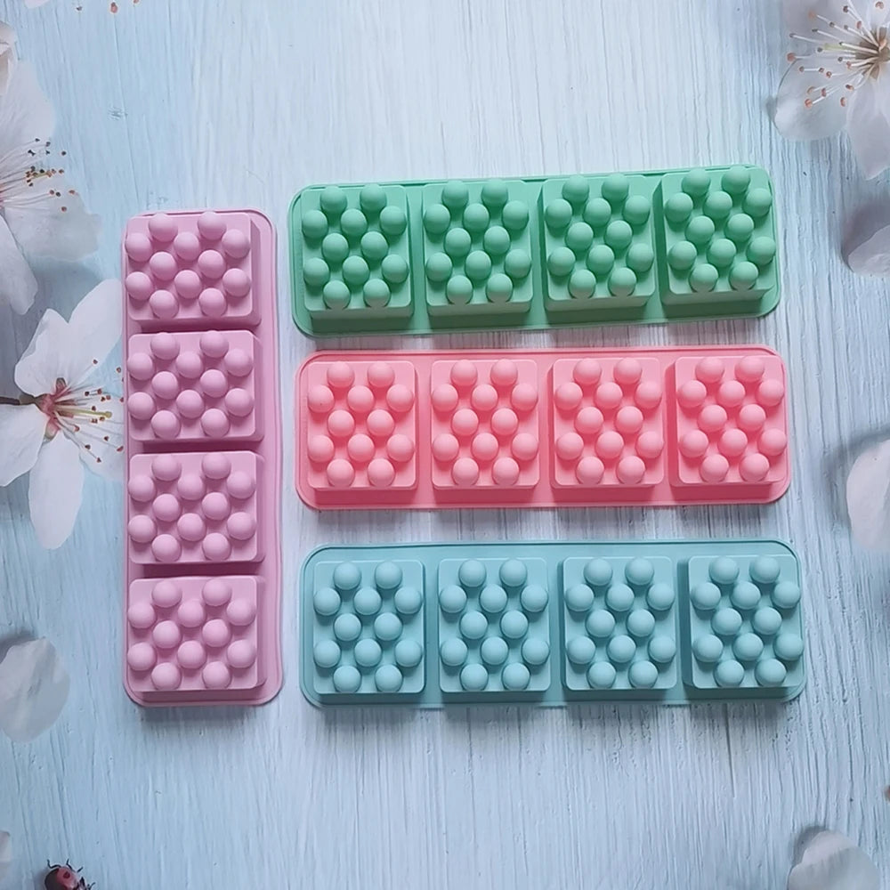 4 Holes Massage Square Silicone Soap Mold