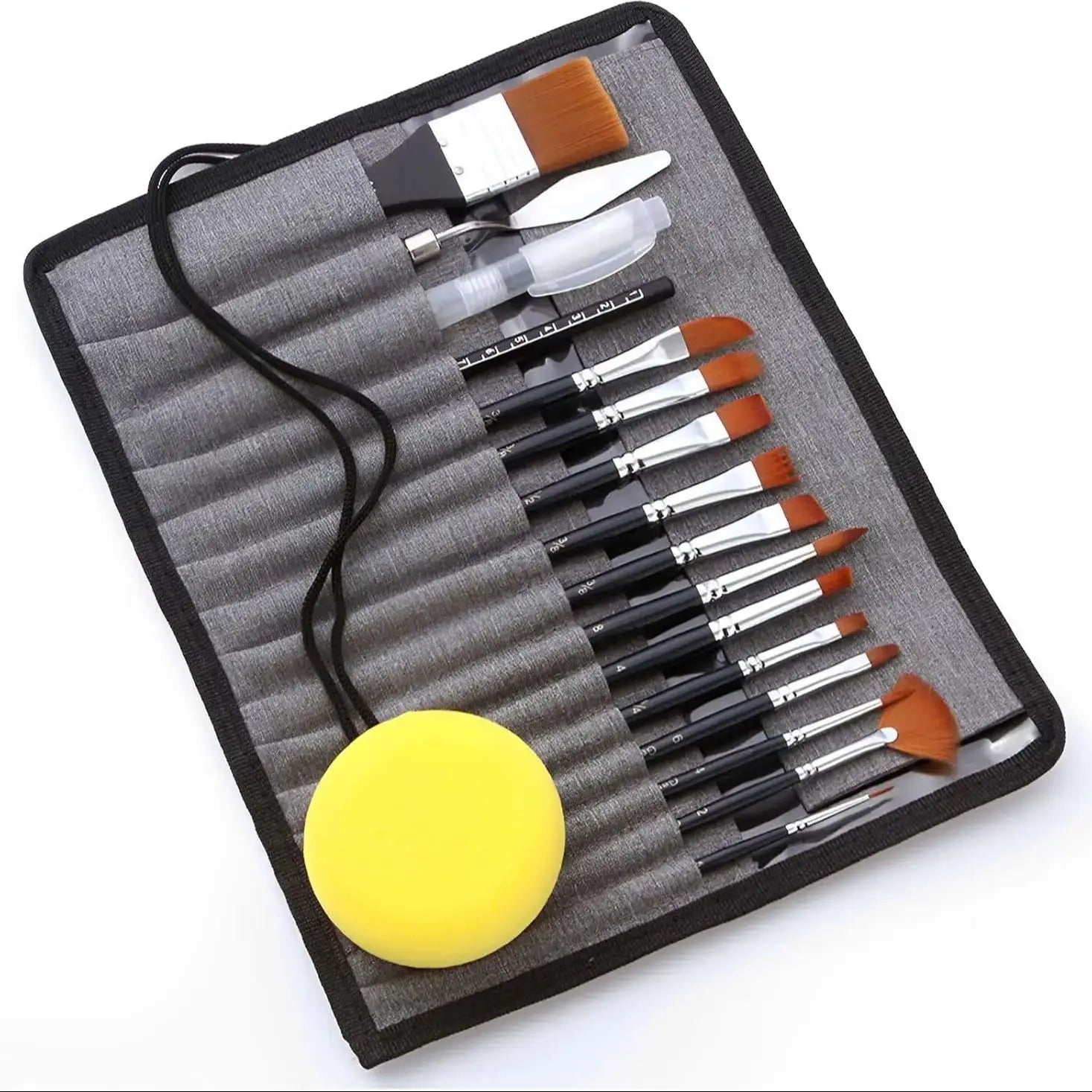18 Pcs Professional Watercolor Paint Brushes for Artists Different Sizes with Flat Round Pointed Soft Nylon Hair Brushes