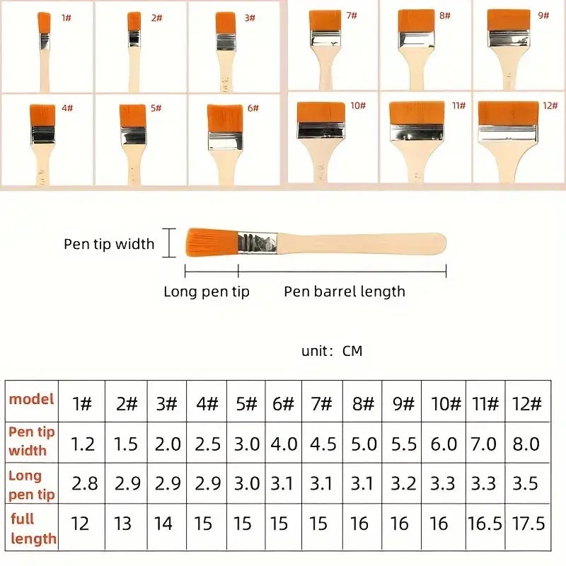 12pcs/set Memory Nylon Paint Brush Set