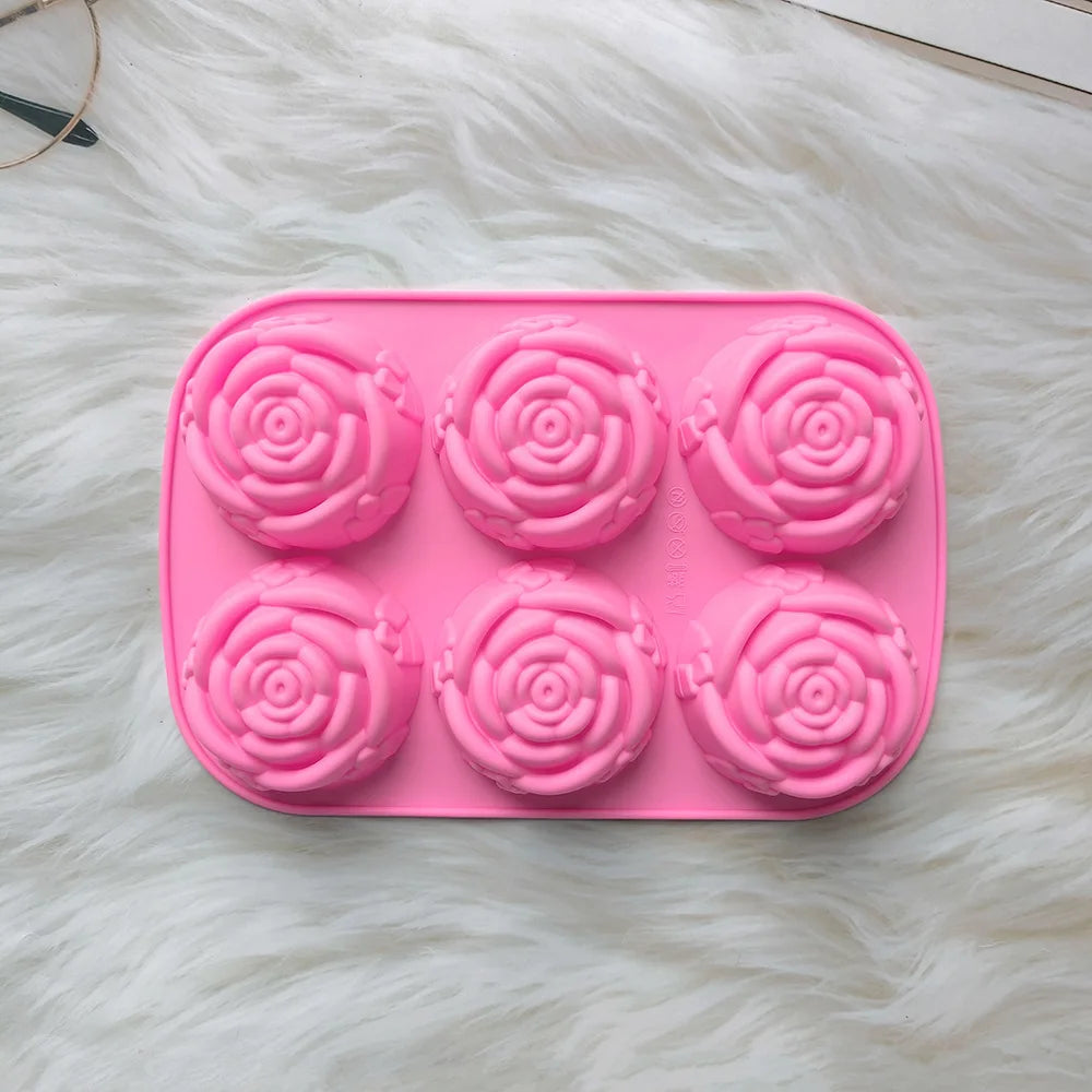 6 Holes Rose Flower Handmade Silicone Mold