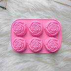 6 Holes Rose Flower Handmade Silicone Mold