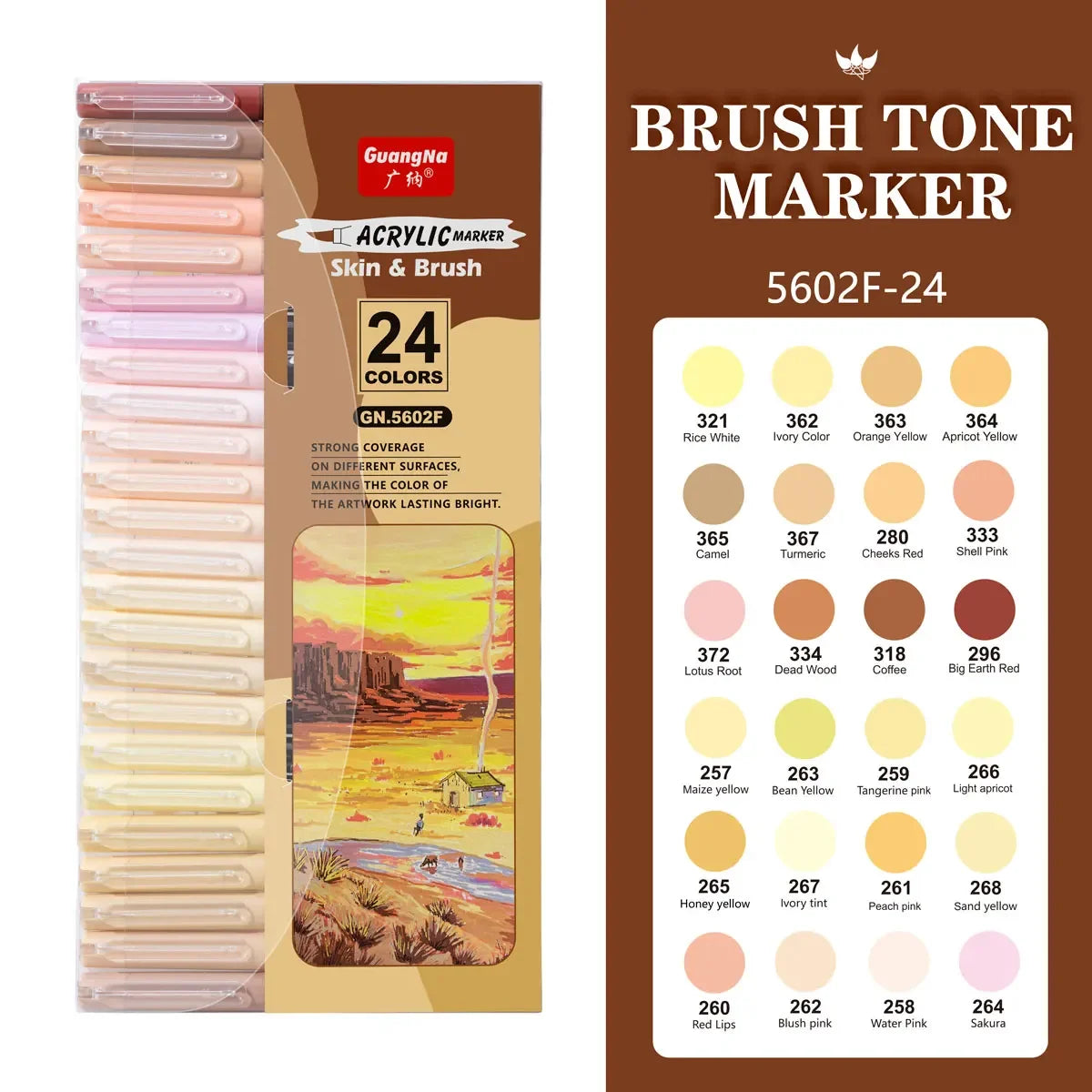 12-24 Skin Color Acrylic Markers Soft Tip